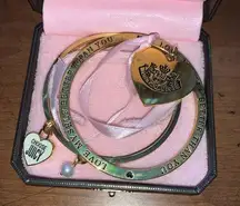Retro Juicy Couture Love Myself Better than You Green White Gold Bangle Bracelet
