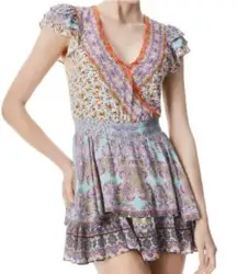 Alice + Olivia XS Mariska Mixed Print Multicolored Skort Romper