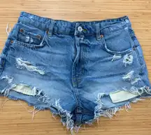 Zara Frayed Blue Jean Shorts