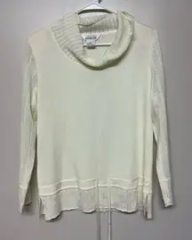 Misook Womens Cream Cowl Neck Minimalist Office Sweater sz‎ Large