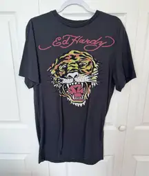 Ed Hardy S/M Black Graphic T-Shirt Dress