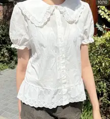 Brandy Melville Peter Pan collar eyelet blouse 