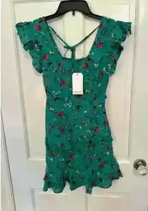 Lottie‎ & Holly BOG Green Floral Tiered Mini Dress Size XS NWT