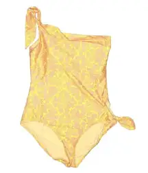 Anthropologie Allihop One Piece One Shoulder Swimsuit Pink Yellow Floral Size M