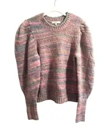 LoveShackFancy Aquarius Pullover Chunky Knit Sweater Pink Cloud Puff Sleeve sz M
