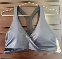 NWT GapFit Shimmer Navy Medium Impact Criss Cross Padded Sports Bra Large L NEW