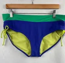 Women’s Prana XL Blue, Green, & Yellow Bikini Bottoms with Ruched Sides & Bows