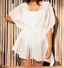 Bleu Rod Beattie  India Bazaar White Coverup Tassel Tie Cotton Oversized Small