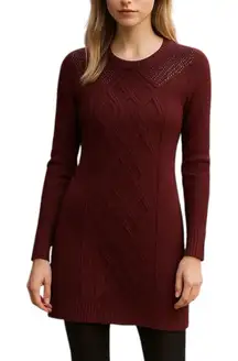 Tommy Hilfiger Two-Tone Maroon & Navy Sweater Dress Size Small Preppy
