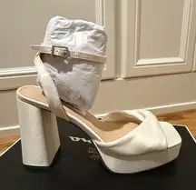 Ivory Satin Platform Sandal