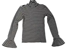 Stockholm Atelier & Other Stories Trumpet Sleeve Turtleneck Striped Top Size 2