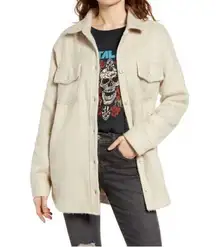 Thread & Supply Heather Ivory Faux Fleece 
Shirt Jacket Shaket Womens Small
