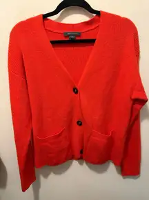 French Connction Tomasa ribbed Cardigan Orange three button size medium