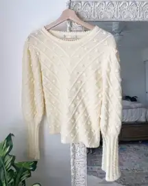 Vintage Textured Balloon Sleeve Knit Sweater