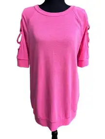 Once Upon A Time Criss Cross Sleeve Top- Ultra Pink