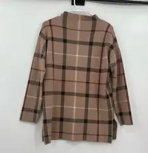 Adrienne vittadini brown plaid sweater‎ xs
