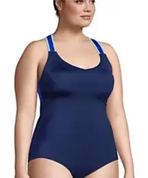 NWT Lands' End Racerback One Piece Deep Sea Navy size 12