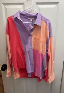Color block Button Down