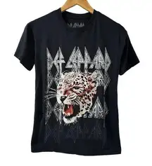 Def Leppard  Tiger Black T-Shirt Womens Size Small Adult Tee Band Black Graphic