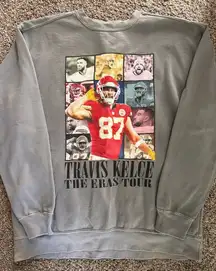 Comfort Colors Travis Kelce The Eras Tour Gray Sweatshirt Crewneck Large