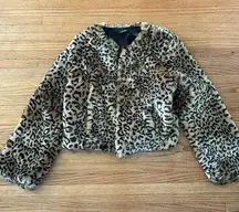 Elyse Walker Leopard Faux Fur Jacket