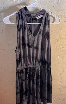 Black Gray Tie Dye Sleeveless Short Romper Sz LG elastic waist loose fit summer