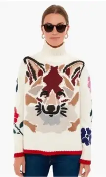 TUCKERNUCK‎ Fox Flower Knit Turtleneck Pullover Sweater Wool Cashmere Blend Sz M