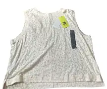 All In Motion Women’s Cropped Active Boxy Tank Top Cream Leaves Size XL  NWT