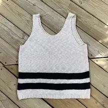 A Loves A Women's Beige And Navy Sleeveless Sweater Tank Size L