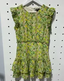 AQUA  yellow ruffle floral dress size small