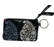 Vera Bradley Black Zip Id Card Card Holder Wallet Keychain