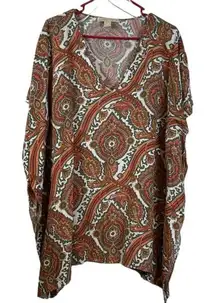 Womens Michael Michael Kors Batwing Pullover Paisley Blouse Size Large EUC #1344