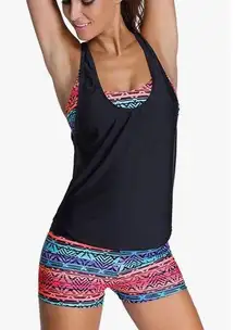 NWT-Women Tribal Printed Tankini with Boyshort Bikini Set