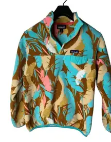 Patagonia Synchilla Brown Feather Dance Snap-T Pullover Women’s size XS