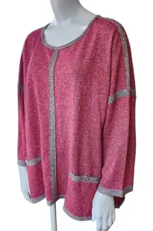 Multiple Red & Gray Long Sleeve Top (1X)