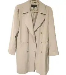 Gallery Size Small Trench Coat Cream Tan Double Breasted Lined Jacket Coat