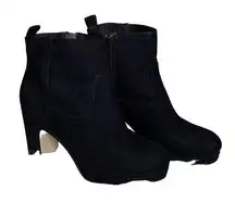 H&M Black Suede Platform Moto Ankle Boots 8.5