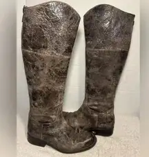 Steve Madden Steven Reins Leather Knee High Distressed Riding Boots Brown 8M