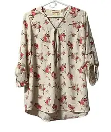 Wishful park‎ womens 1/2 Zip Western Blouse Size Large