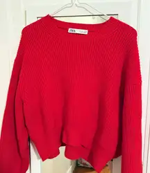 ZARA Red Cropped Sweater
