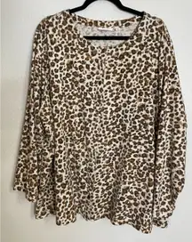 Denim Co Womens 3X Leopard‎ Animal Print Pearl Snap Top Cardigan Preppy Career
