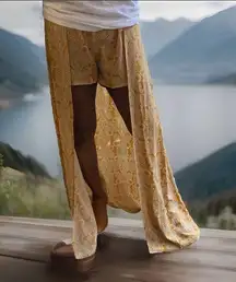 Windsor Women’s 70s Hippy Style maxi Open Front skirt With Attached Shorts Sz L