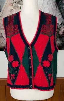 Gorgeous Vintage 1980s/90s Christopher & Banks Hand Embroidered Sweater Vest!