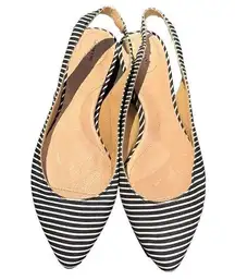 NEW Lands’ End Navy & White Striped Flats