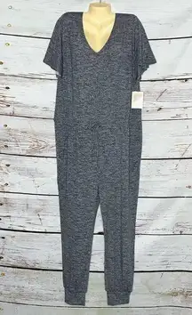 LuLaRoe NWT Size XL Gray Printed V-Neckline One Piece XOE Jogger Jumpsuit