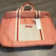 L*Space Coastal Cooler bag - Coral Pink w/ Red Stripe NWT Insulated Beach Bag