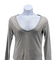Theory Top Medium Warm Gray Deep V Neck‎ Loose Comfy Casual Chic Minimalist