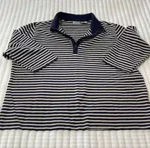 Cabin Creek Navy/Cream Three Quarter Sleeve Polo Shirt Size XL