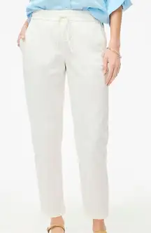 NWT J. Crew Womens White Linen-Cotton Blend Drawstring Straight leg Pant Size T2