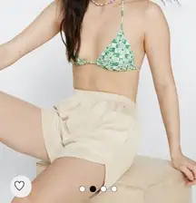 Nasty Gal‎ Twill Running Shorts 100% Cotton NWT Neutral Tan Size L Beach Vacay